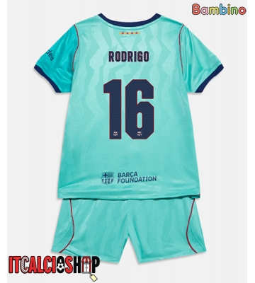 Barcelona Rodri Hernandez #16 Terza Maglia Bambino 2026-27 Manica Corta (+ Pantaloni corti)
